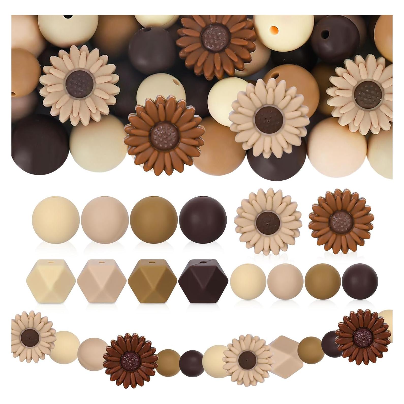 Whaline 100 Perlas de Silicona Marrón para Manualidades DIY