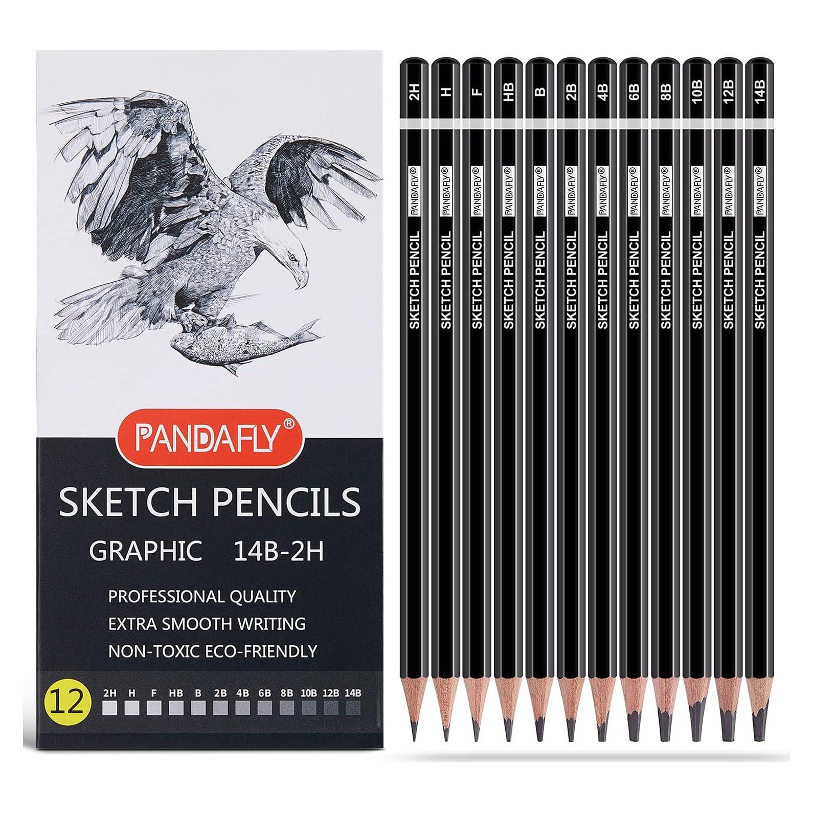 Juego de Lápices de Dibujo PANDAFLY - 12 Piezas Grafito