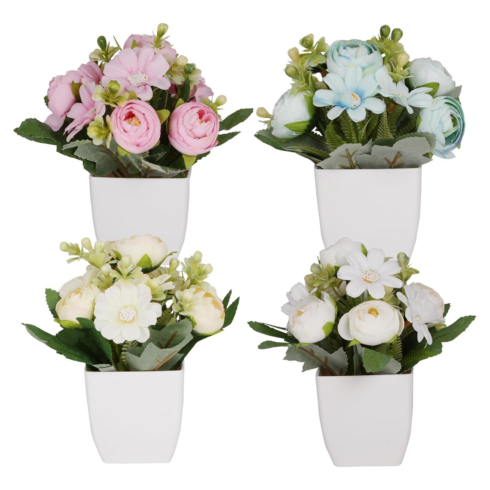 4 Mini Plantas Falsas de Camelia en Maceta Yoratee