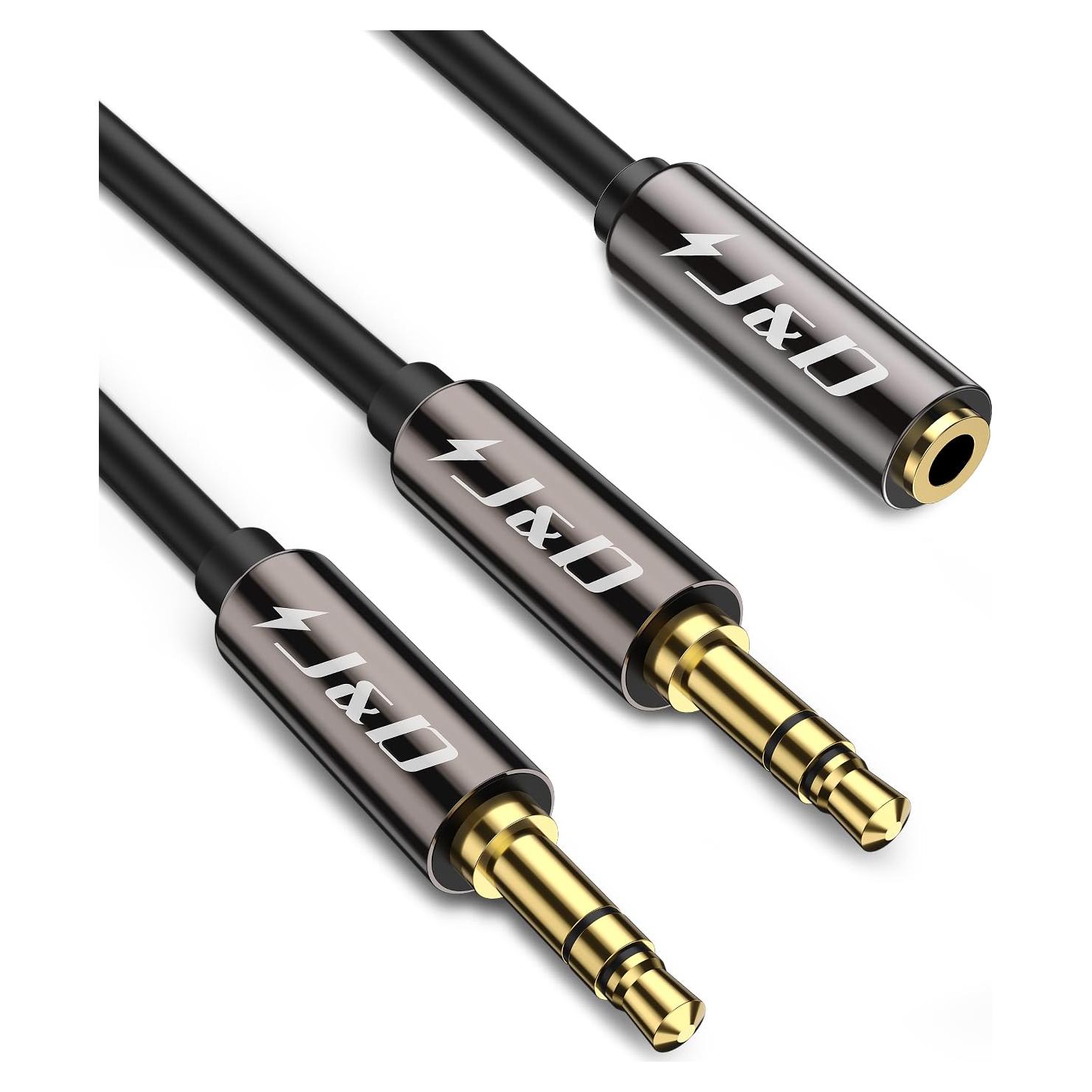 Cable Divisor Estéreo J&D 3.5mm Doble Macho 0.20m