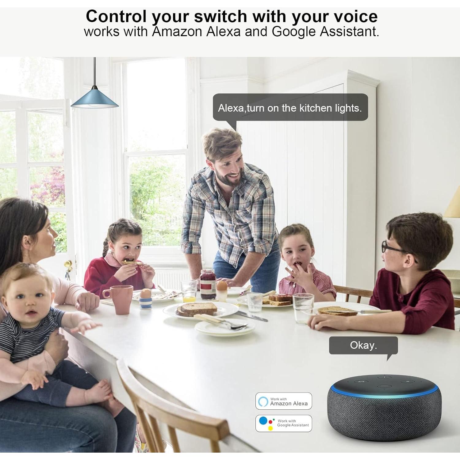 Interruptor de Luz Inteligente Filohome 2 Gang Wi-Fi 2.4GHz