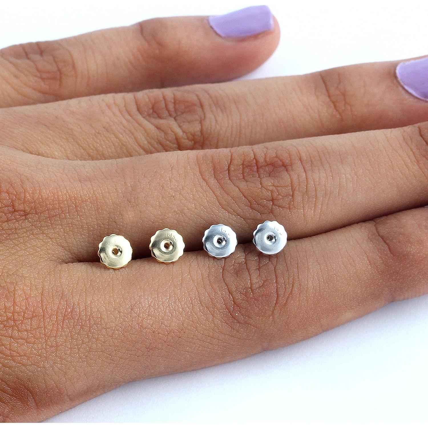 Respaldos de Arete de Oro Blanco 14K Elegancia Diaria - 1 Par