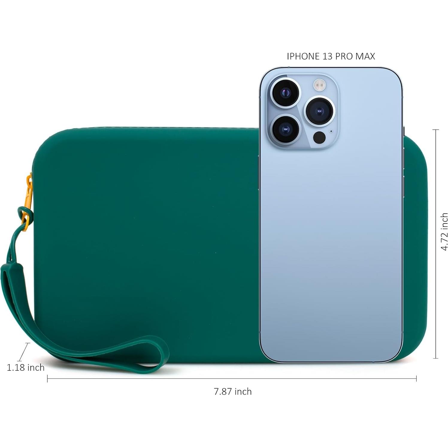 Bolsa de Maquillaje Grande de Silicona Verde Medio - Organizador Portátil