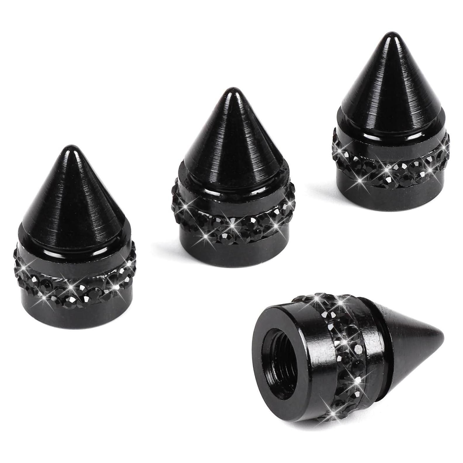 Tapa de Válvula de Neumático Brillante Negra ToBeQueen - Paquete de 4