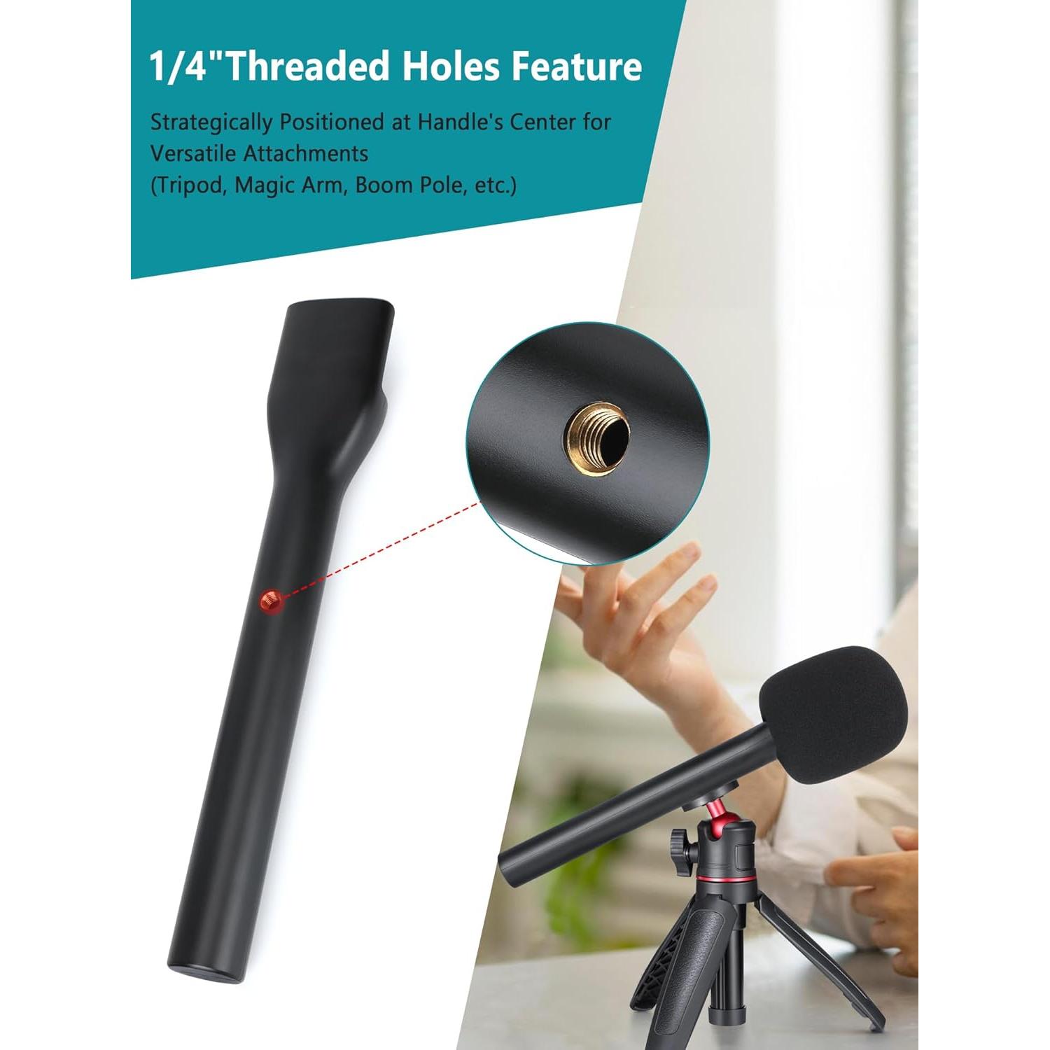 Micrófono Lavalier YOUSHARES con Mango y Parabrisas Espuma