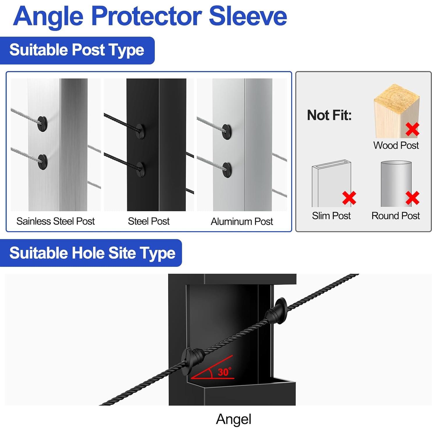 Grommets de Caucho CKE para Railing de Cable 30 Grados 100 Pcs