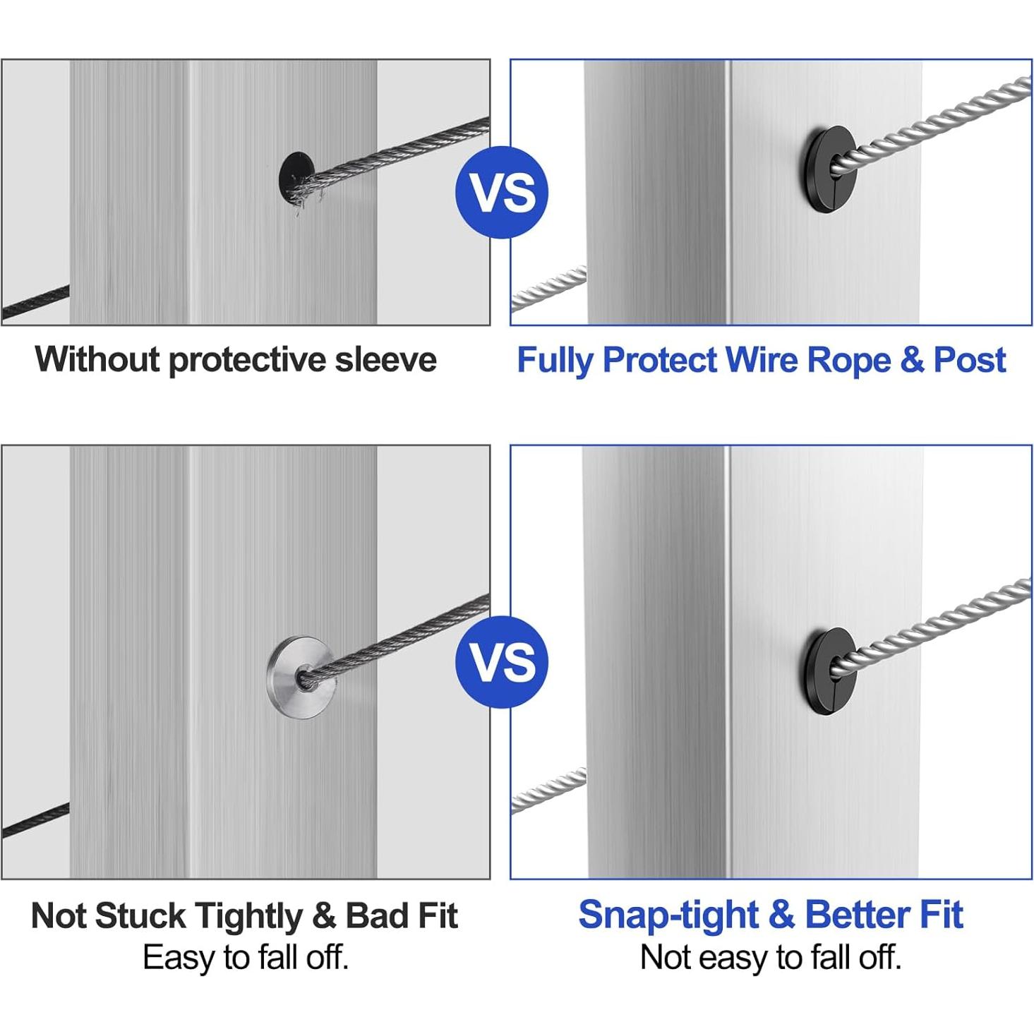 Grommets de Caucho CKE para Railing de Cable 30 Grados 100 Pcs
