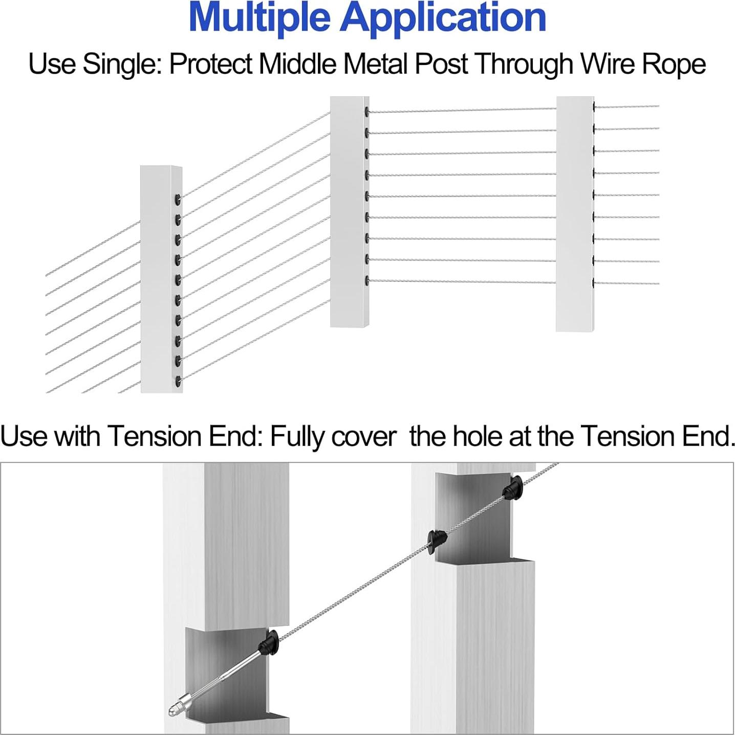 Grommets de Caucho CKE para Railing de Cable 30 Grados 100 Pcs