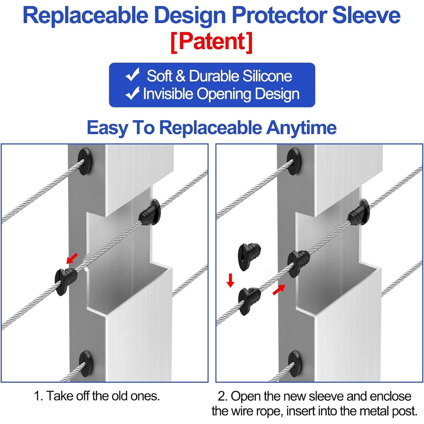 Grommets de Caucho CKE para Railing de Cable 30 Grados 100 Pcs