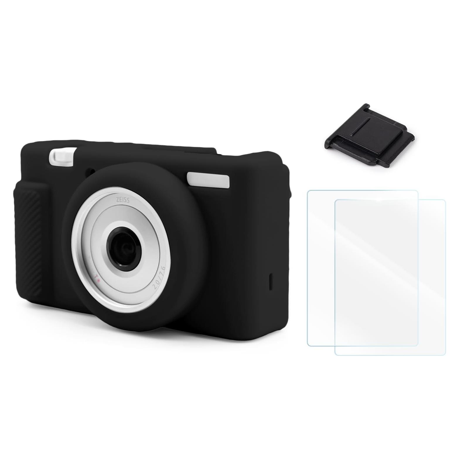 Kit de Accesorios para Cámara Sony ZV-1F - Funda Silicona, 2 Protectores LCD, Cubierta Zapata