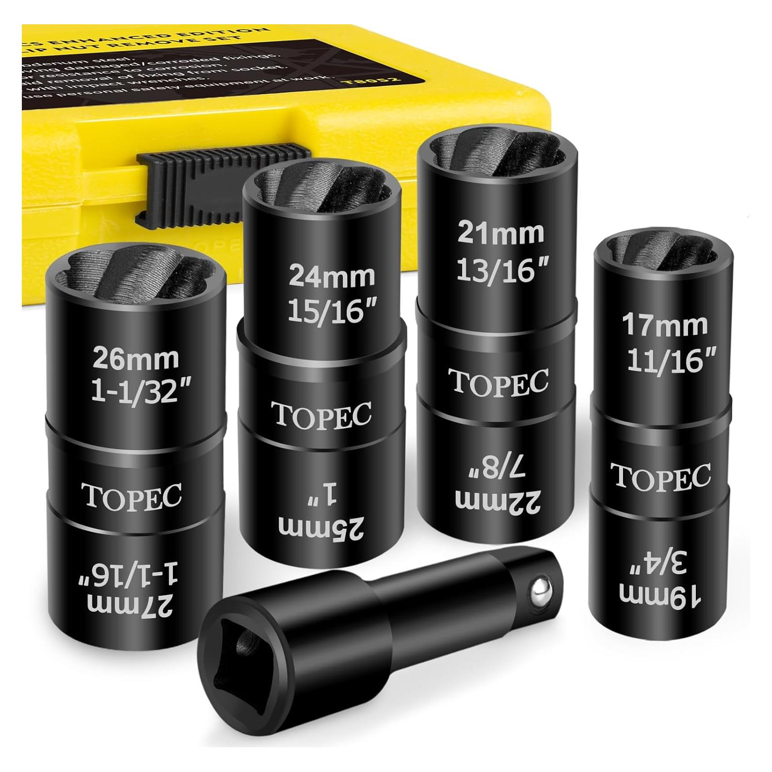 Juego de extracción de tuercas de rueda Topec 5 piezas 17-27mm