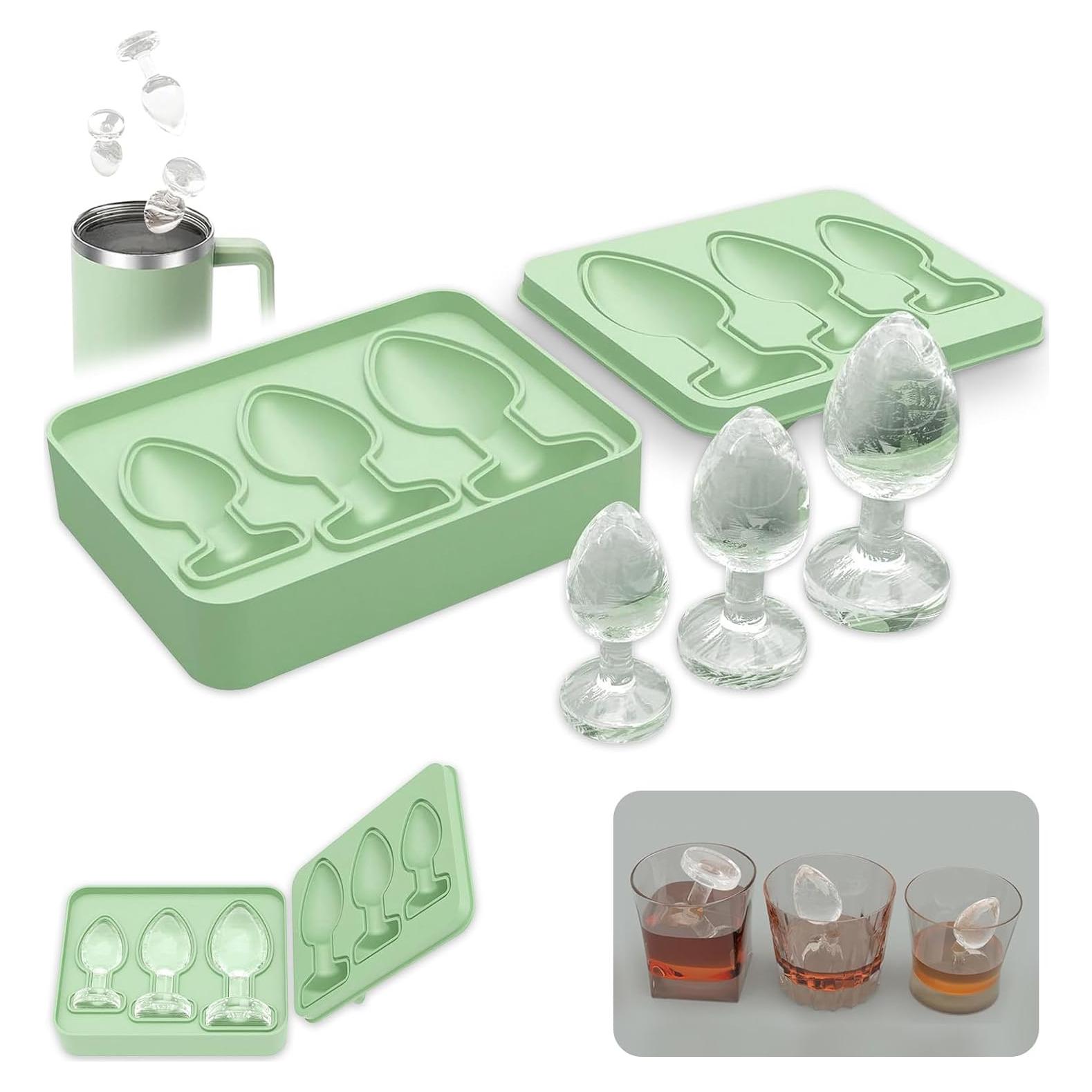 Molde de Hielo Divertido Oyeftp Silicona 3 Cavidades Azul