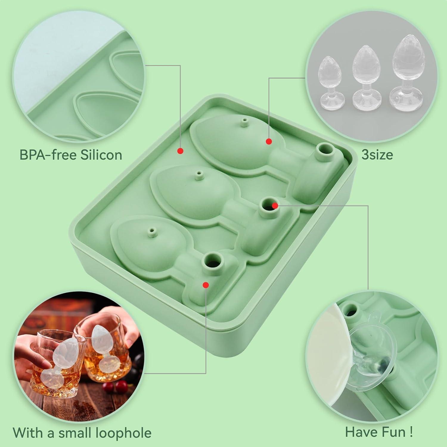 Molde de Hielo Divertido Oyeftp Silicona 3 Cavidades Azul