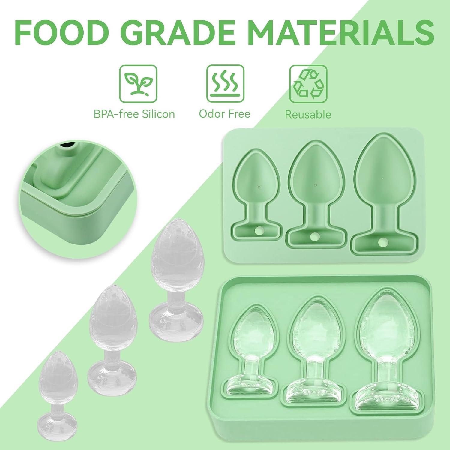 Molde de Hielo Divertido Oyeftp Silicona 3 Cavidades Azul