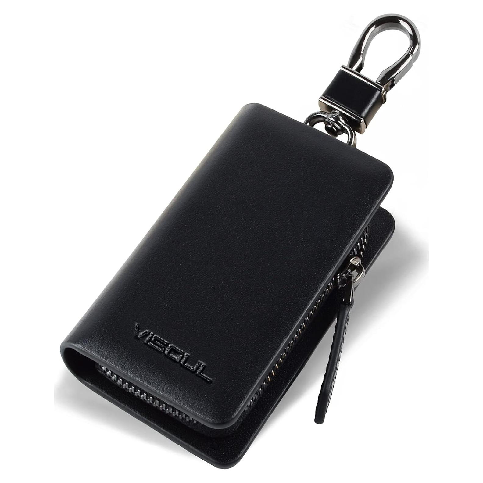 Funda de Llave de Coche de Cuero VISOUL Negra Universal