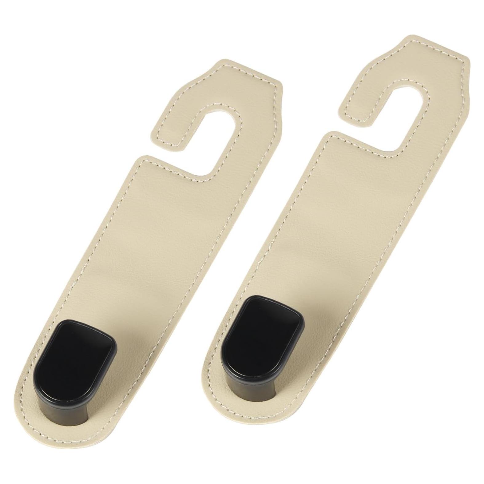 Ganchos de cuero para reposacabezas Gluebar - Beige 2 Pack