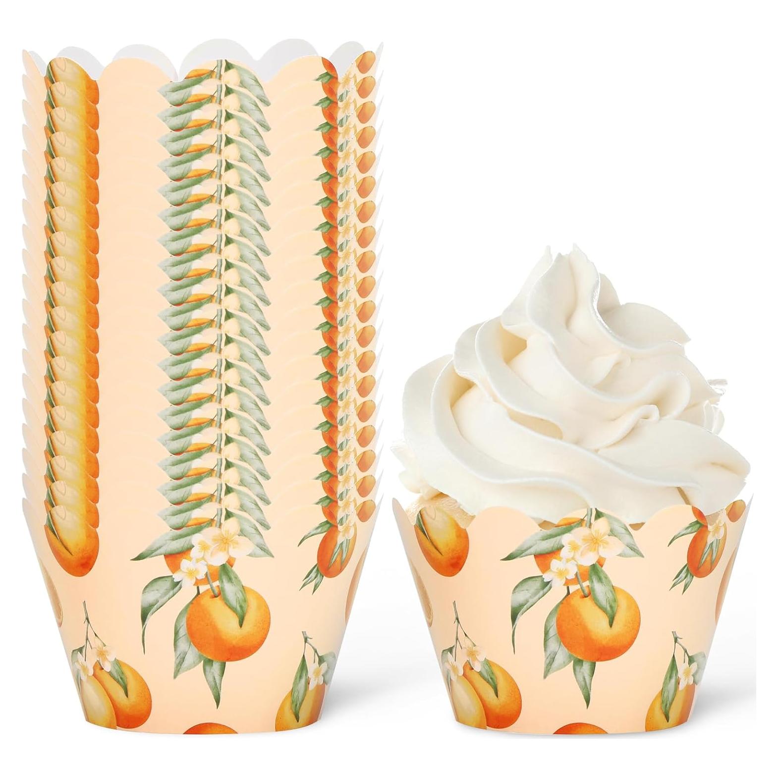 Envolturas de Cupcake Naranja Whaline 36 Piezas 19.81 cm