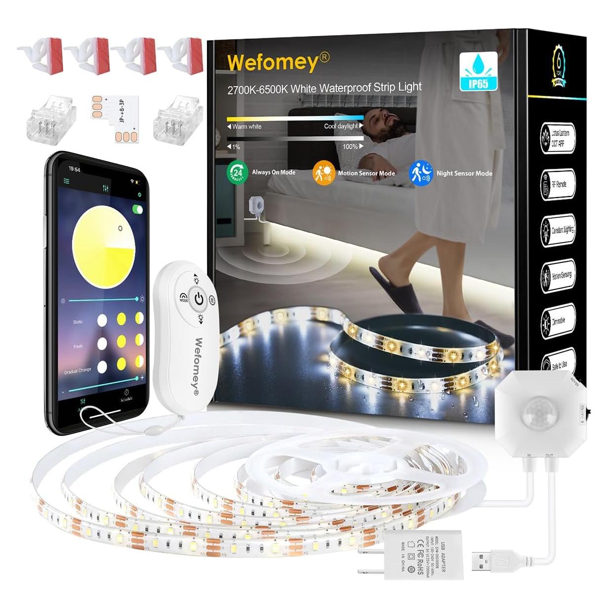 Tira LED Impermeable Wefomey 10 pies con Sensor y Control Remoto