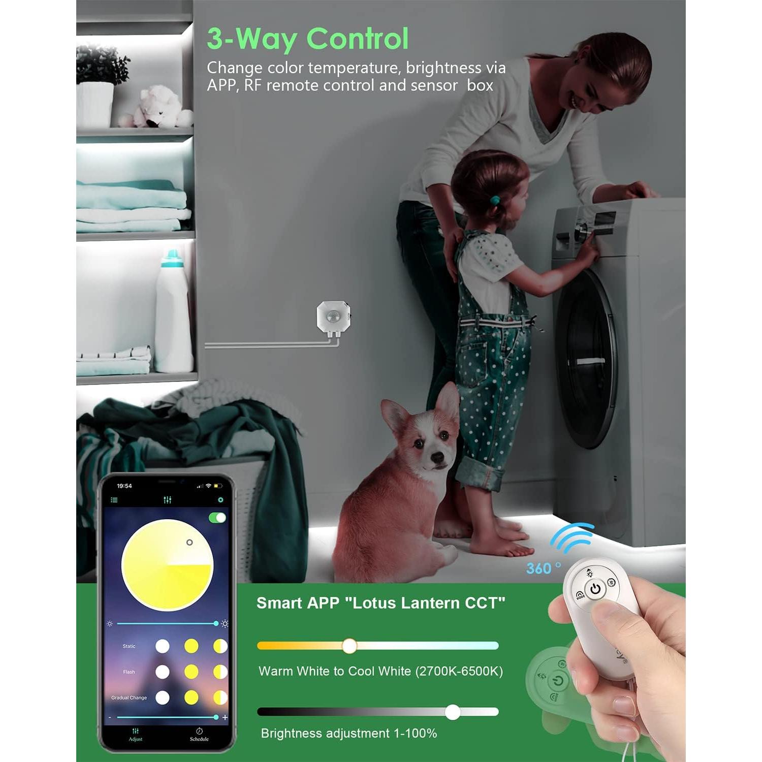 Tira LED Impermeable Wefomey 10 pies con Sensor y Control Remoto