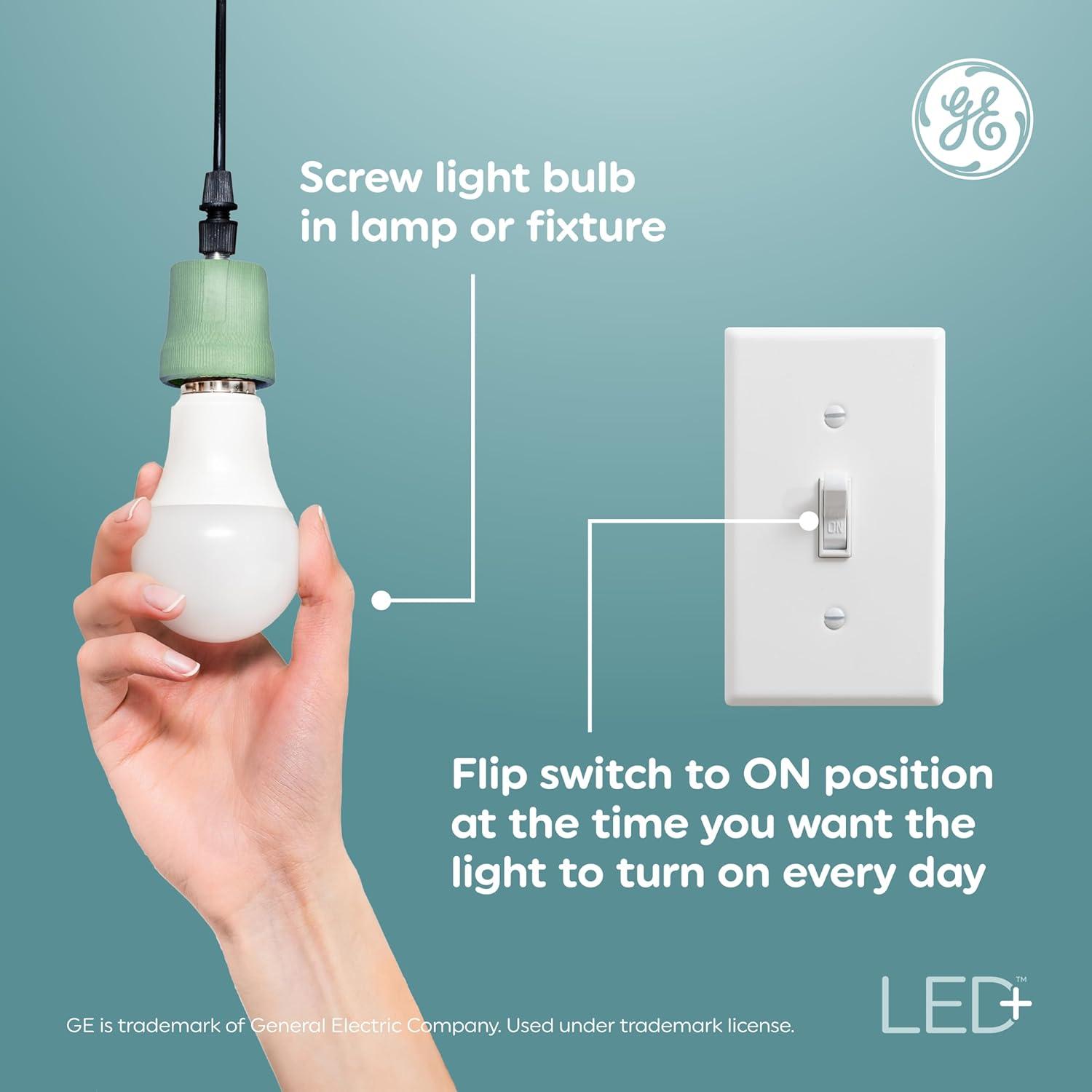 Bombillas LED GE+ A19 con Temporizador 8W Blanco Cálido 4 Pzas