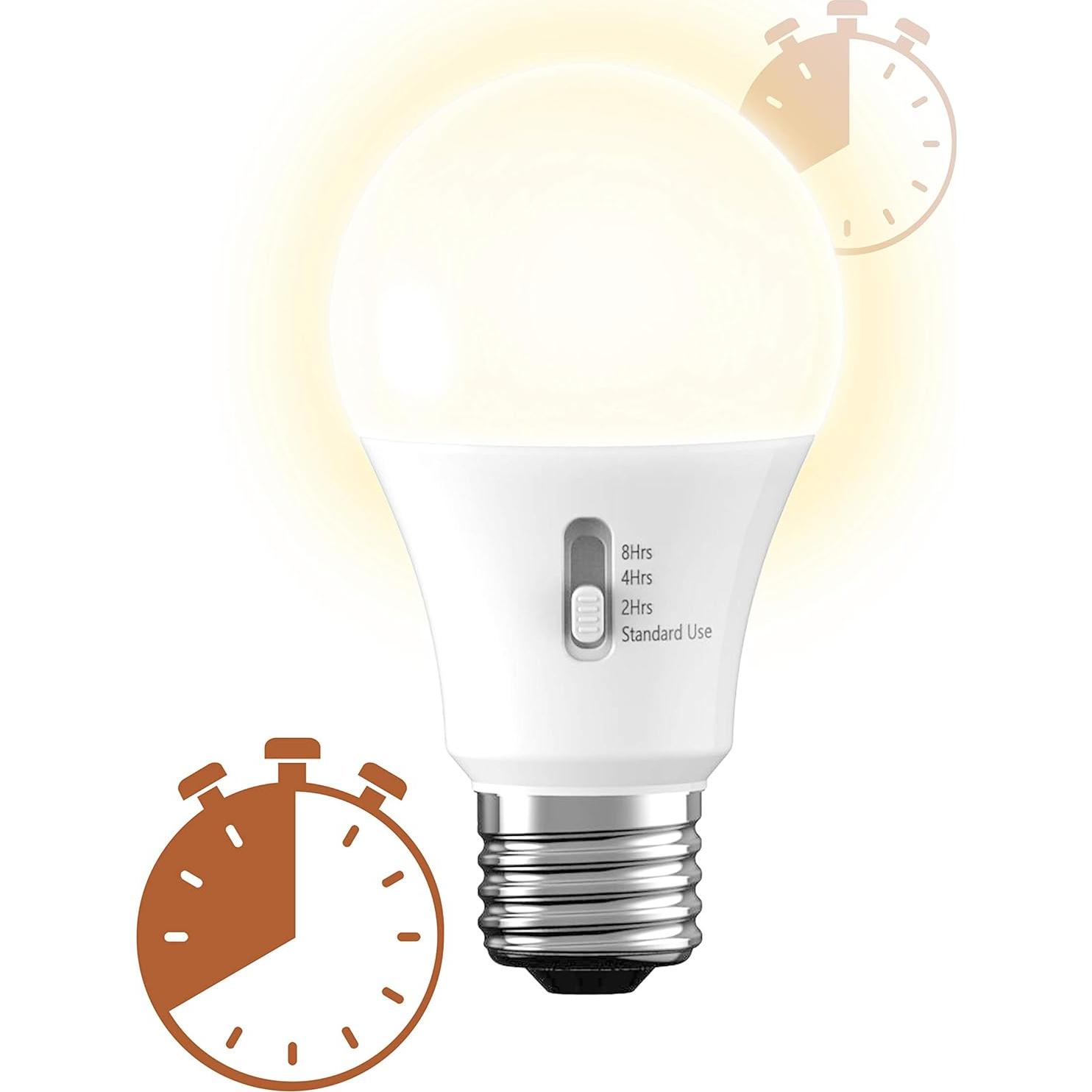 Bombillas LED GE+ A19 con Temporizador 8W Blanco Cálido 4 Pzas