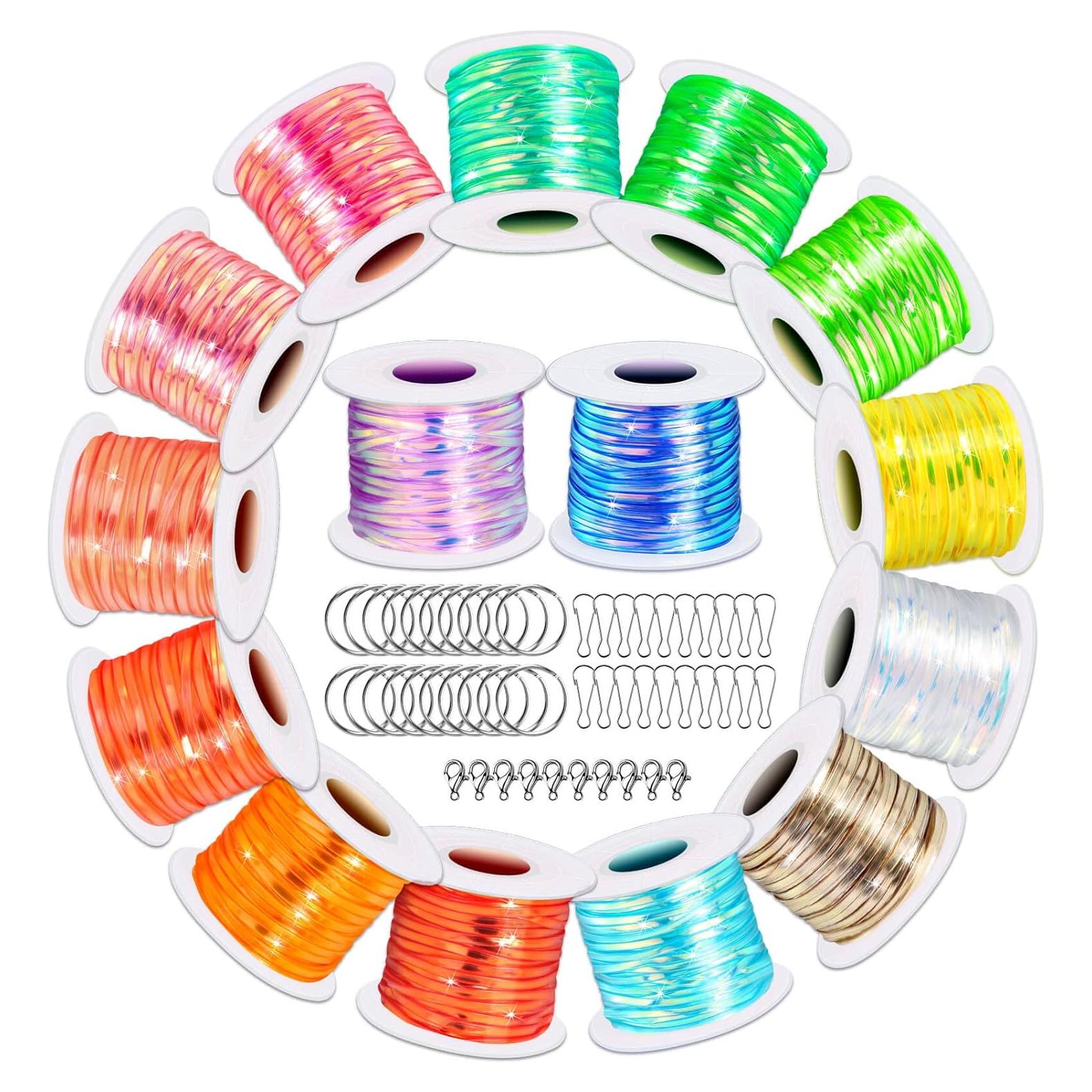 Kit de Cuerda Lanyard Cridoz 15 Rollos y Accesorios DIY