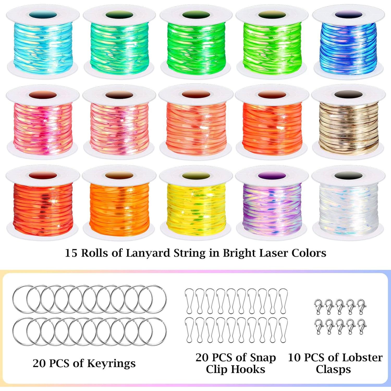 Kit de Cuerda Lanyard Cridoz 15 Rollos y Accesorios DIY