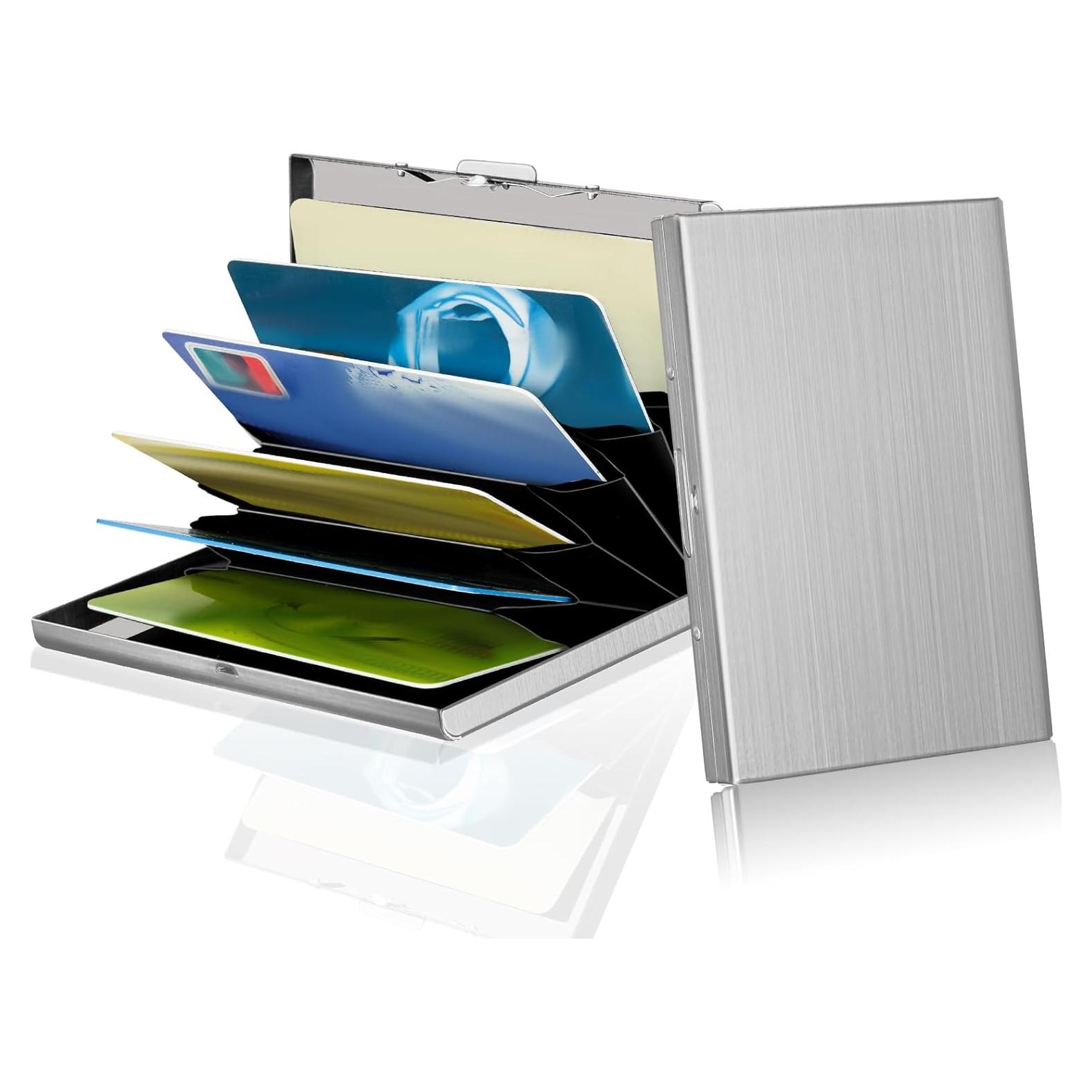 Soporte de Tarjetas de Crédito Metal KYZDZQ 6 Ranuras RFID Plata