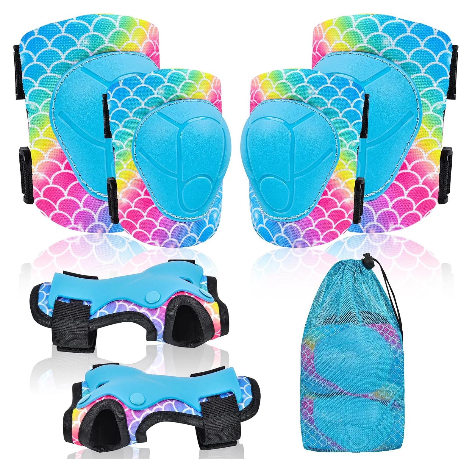Conjunto de Protección Infantil PAMAID 7 en 1 - Rodilleras, Coderas y Muñequera Ajustables para Niños 3-8 Años