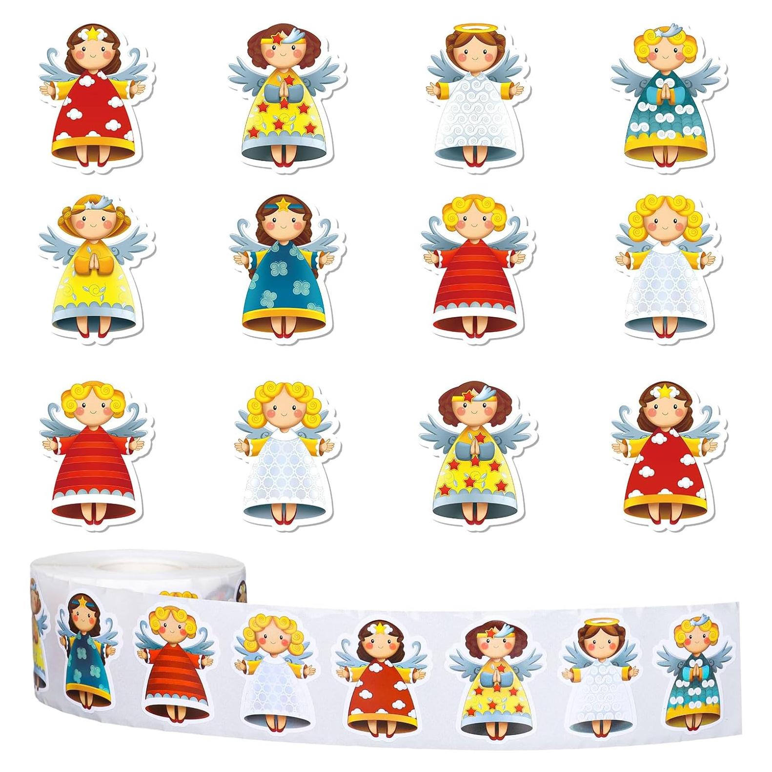 Rollo de 1000 Pegatinas de Ángel Navideñas Whaline 3.81 cm