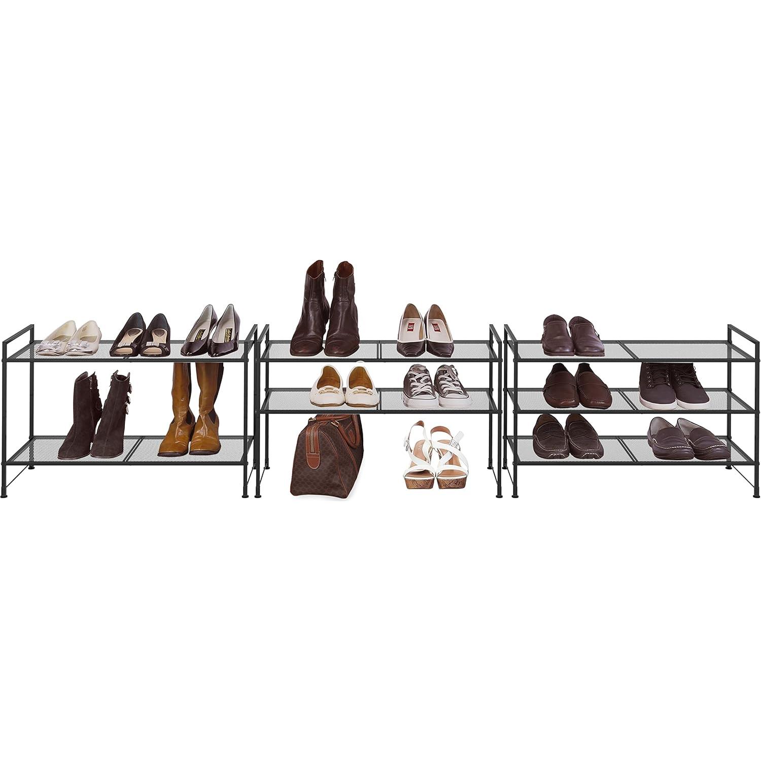 Estante para zapatos Simple Houseware 3 niveles apilable negro