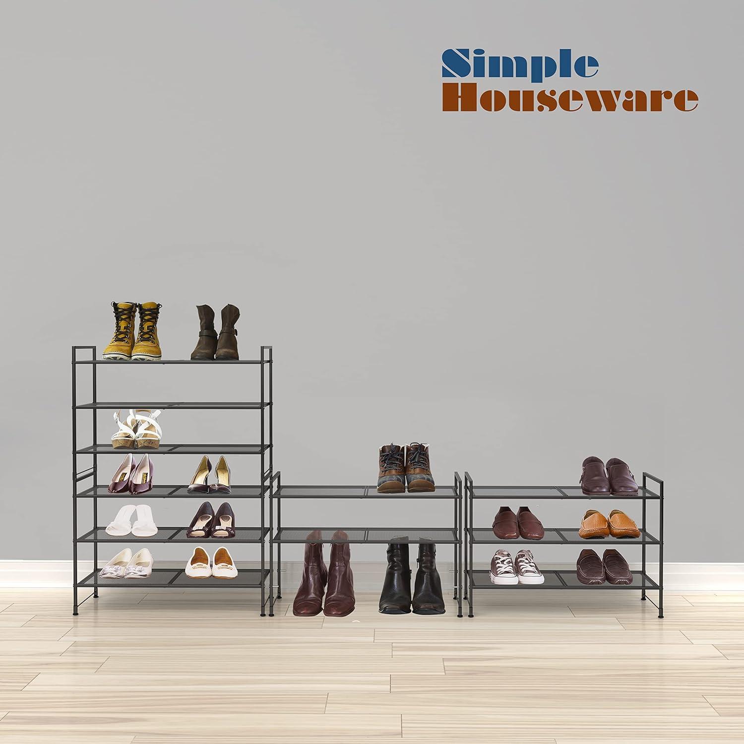 Estante para zapatos Simple Houseware 3 niveles apilable negro