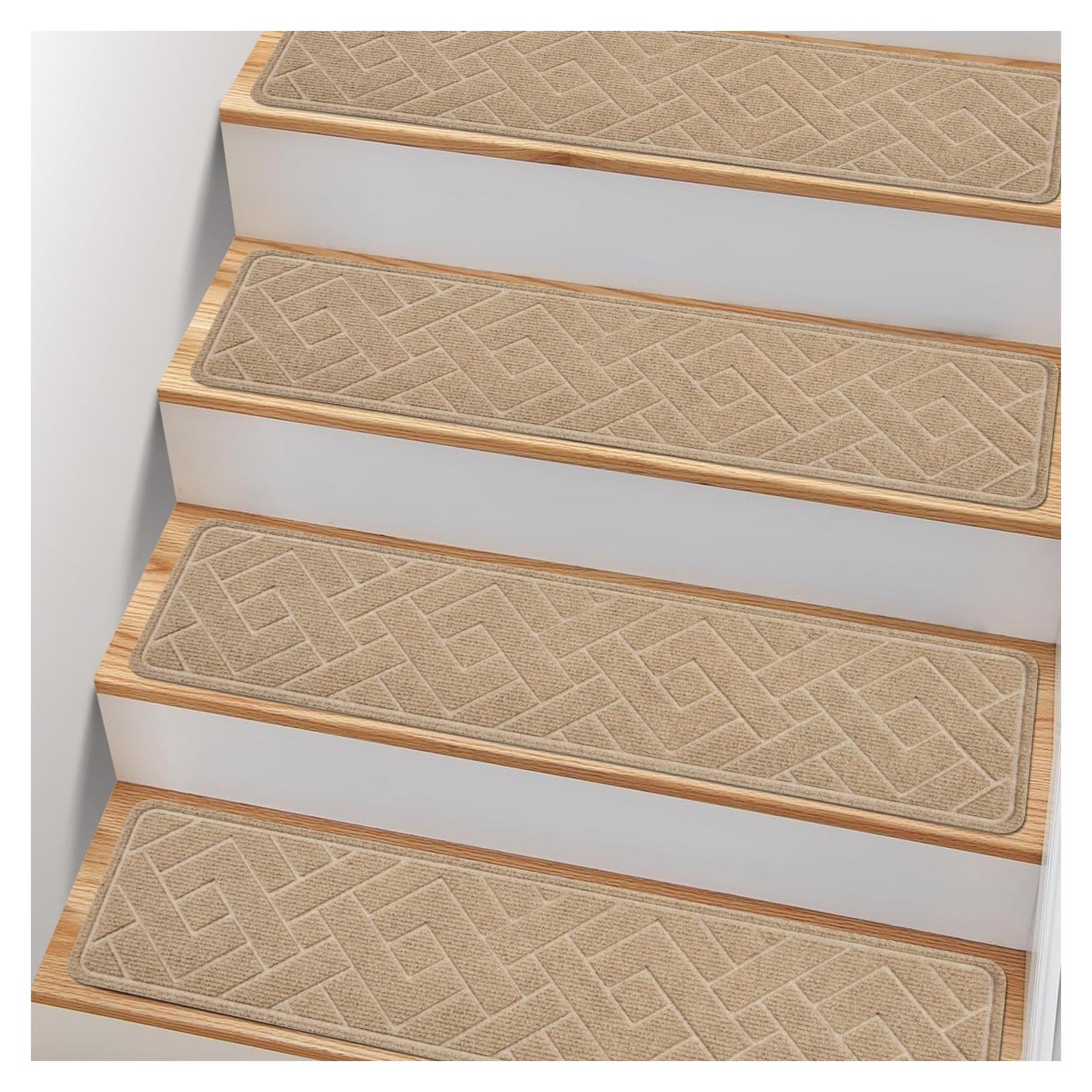 Tread Antideslizante para Escalera PATTENGO 20x76 cm Beige - Paquete de 4