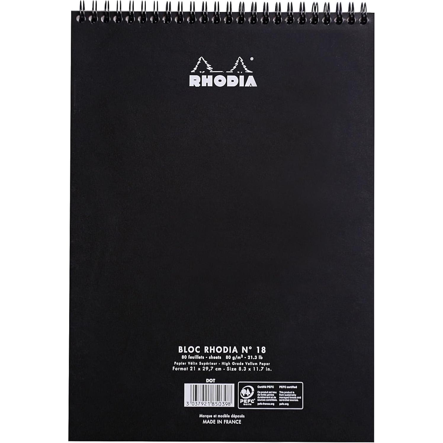 Bloc de Notas Rhodia A4 Negro con Puntos - 80 Hojas