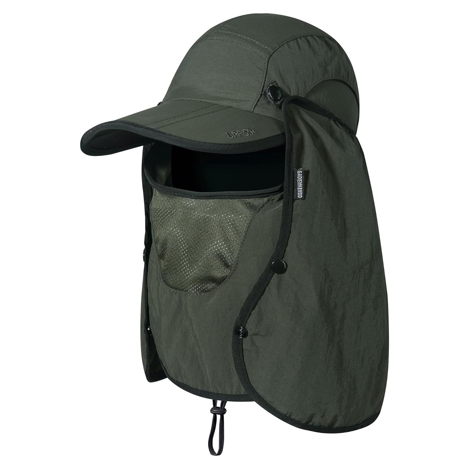 Sombrero de Pesca Plegable GADIEMKENSD UPF 50+ Verde Ejercito