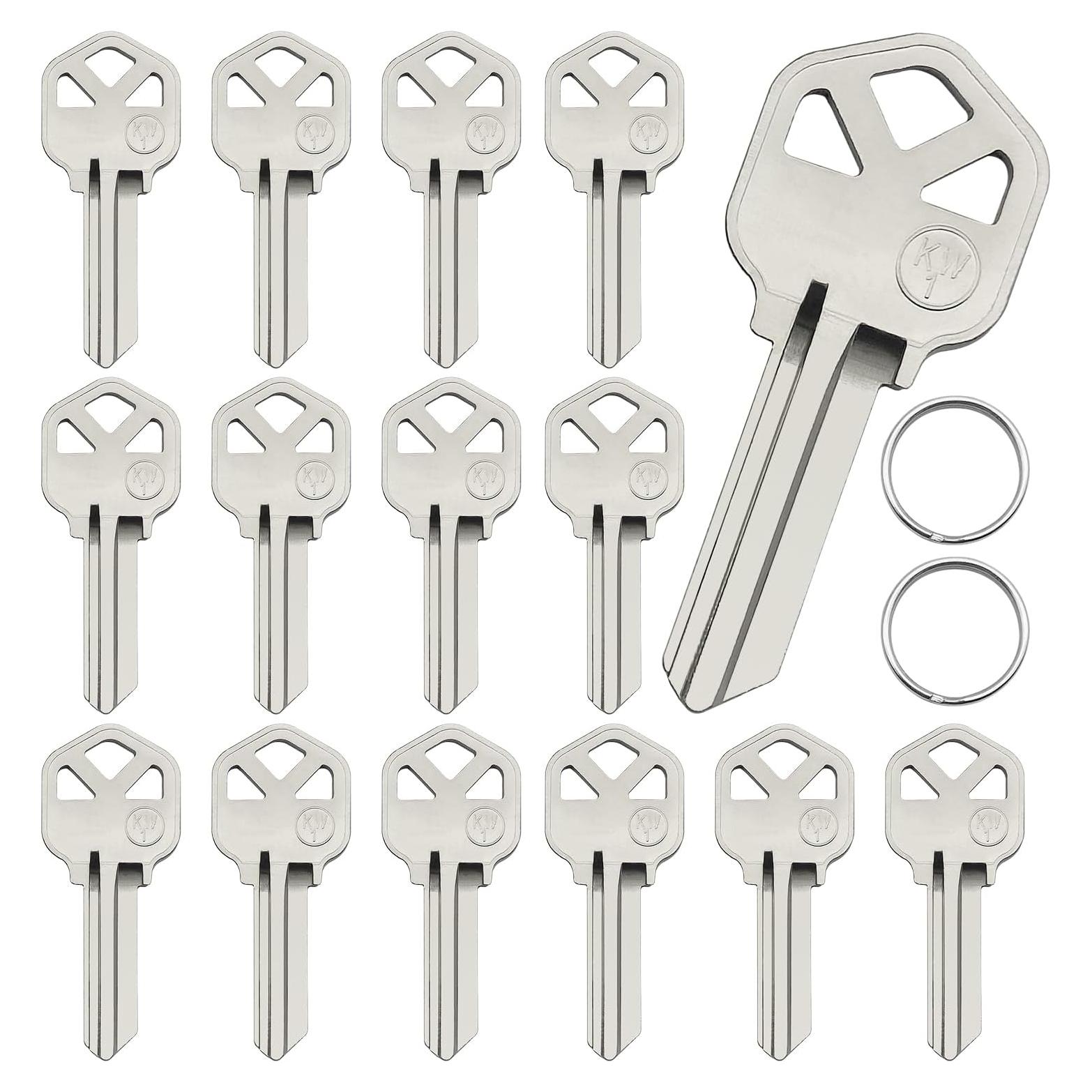 Paquete de 15 Llaves en Blanco KW1 de Latón para Cerraduras