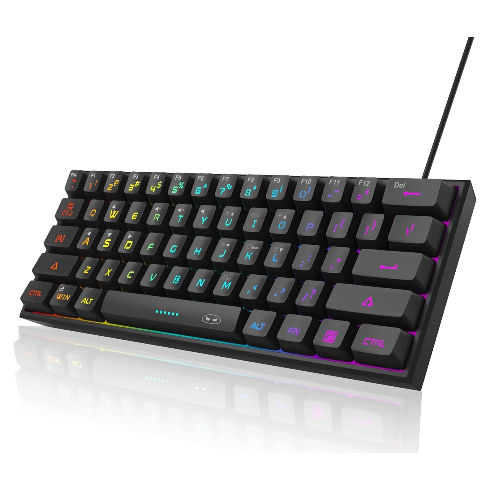 Teclado Gaming MageGee TS91 60% Retroiluminado RGB Negro