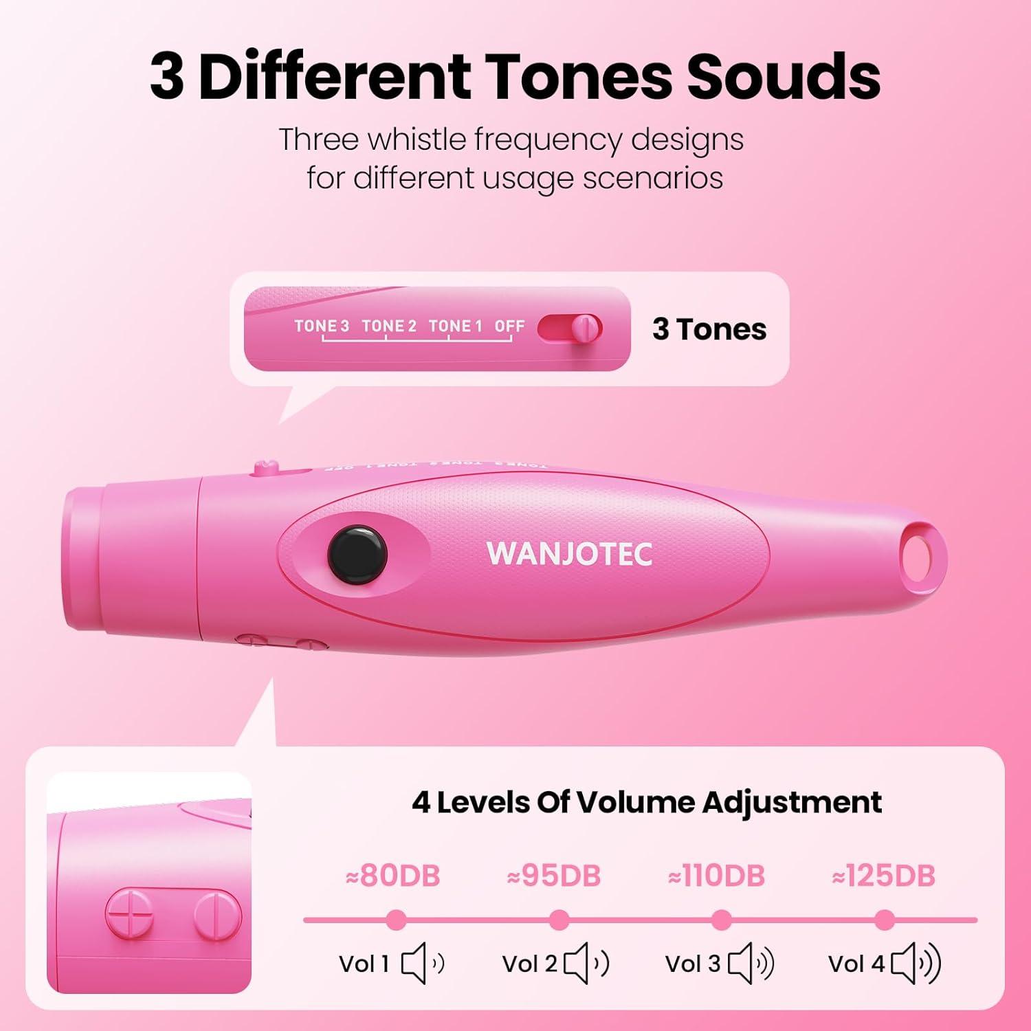 Silbato Electrónico WANJOTEC Rosa 3 Tonos Ajustables 130dB