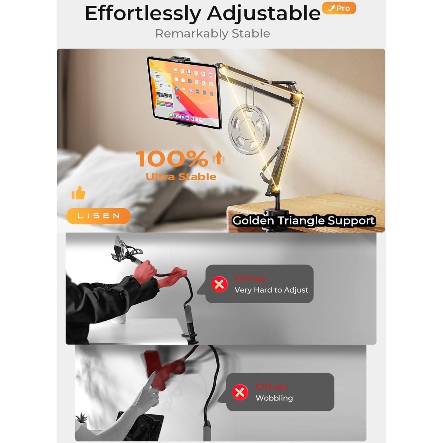 Soporte para Tablet LISEN Ajustable 4-13" Negro