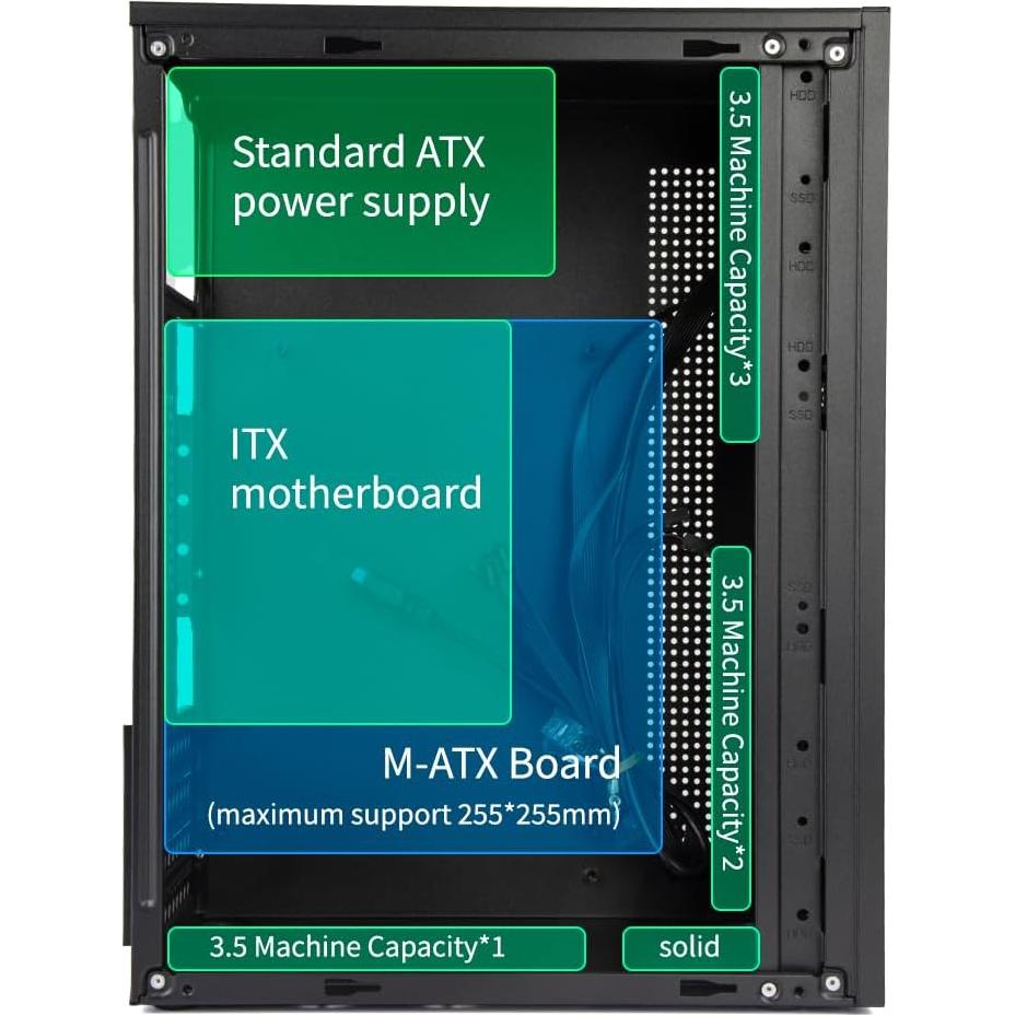 Caja Micro ATX JOYJOM Mini PC Negro con USB 3.0