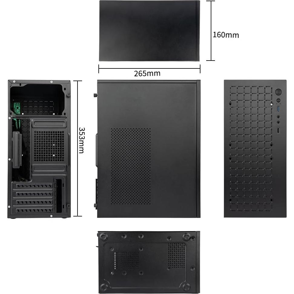 Caja Micro ATX JOYJOM Mini PC Negro con USB 3.0