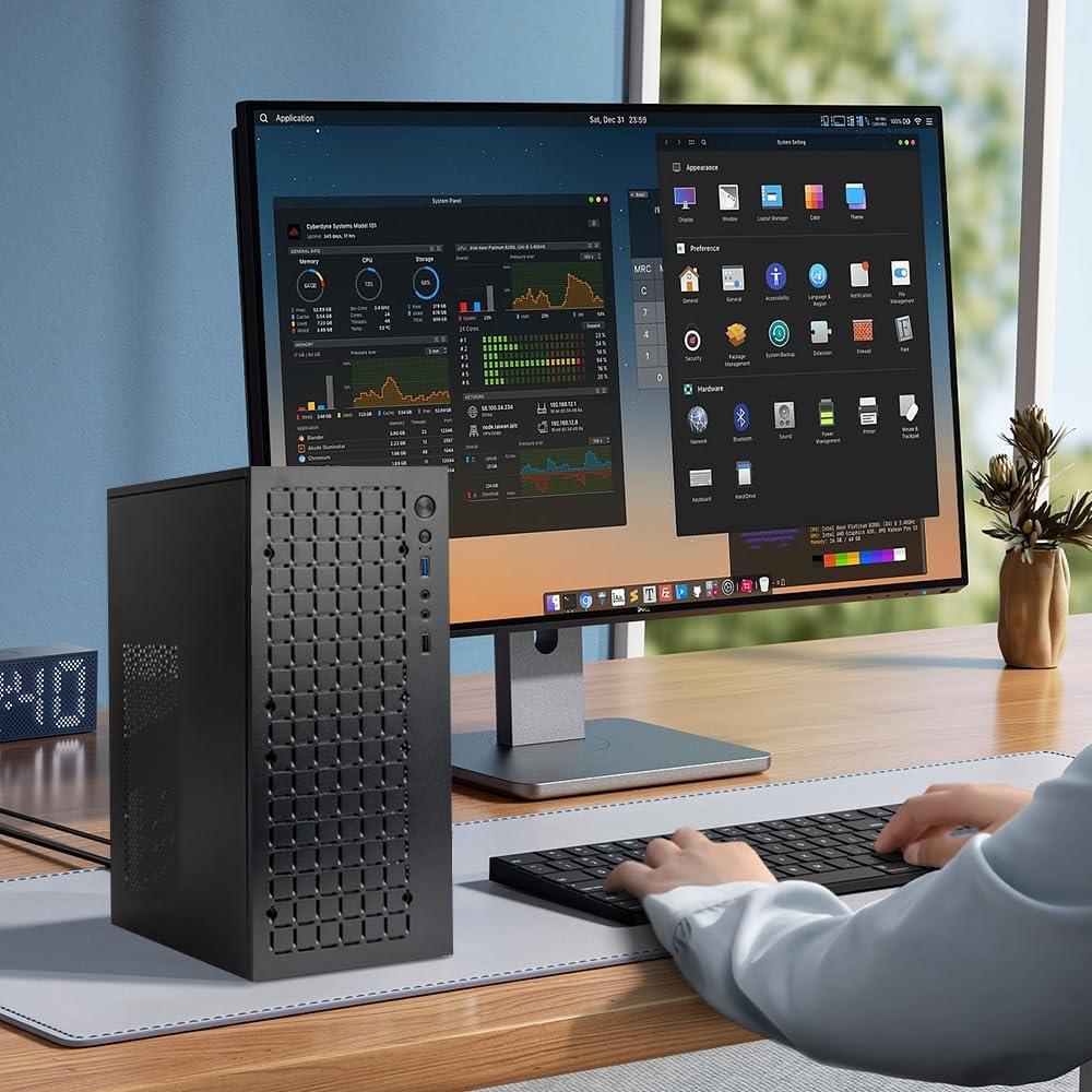 Caja Micro ATX JOYJOM Mini PC Negro con USB 3.0