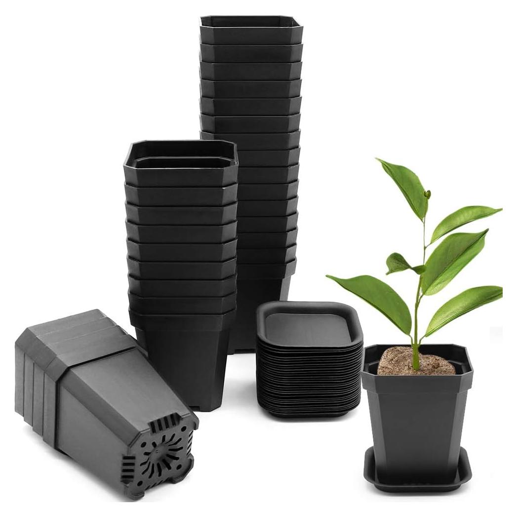 Macetas Cuadradas de Vivero Foxany 30 Pcs 7.9 cm Negro