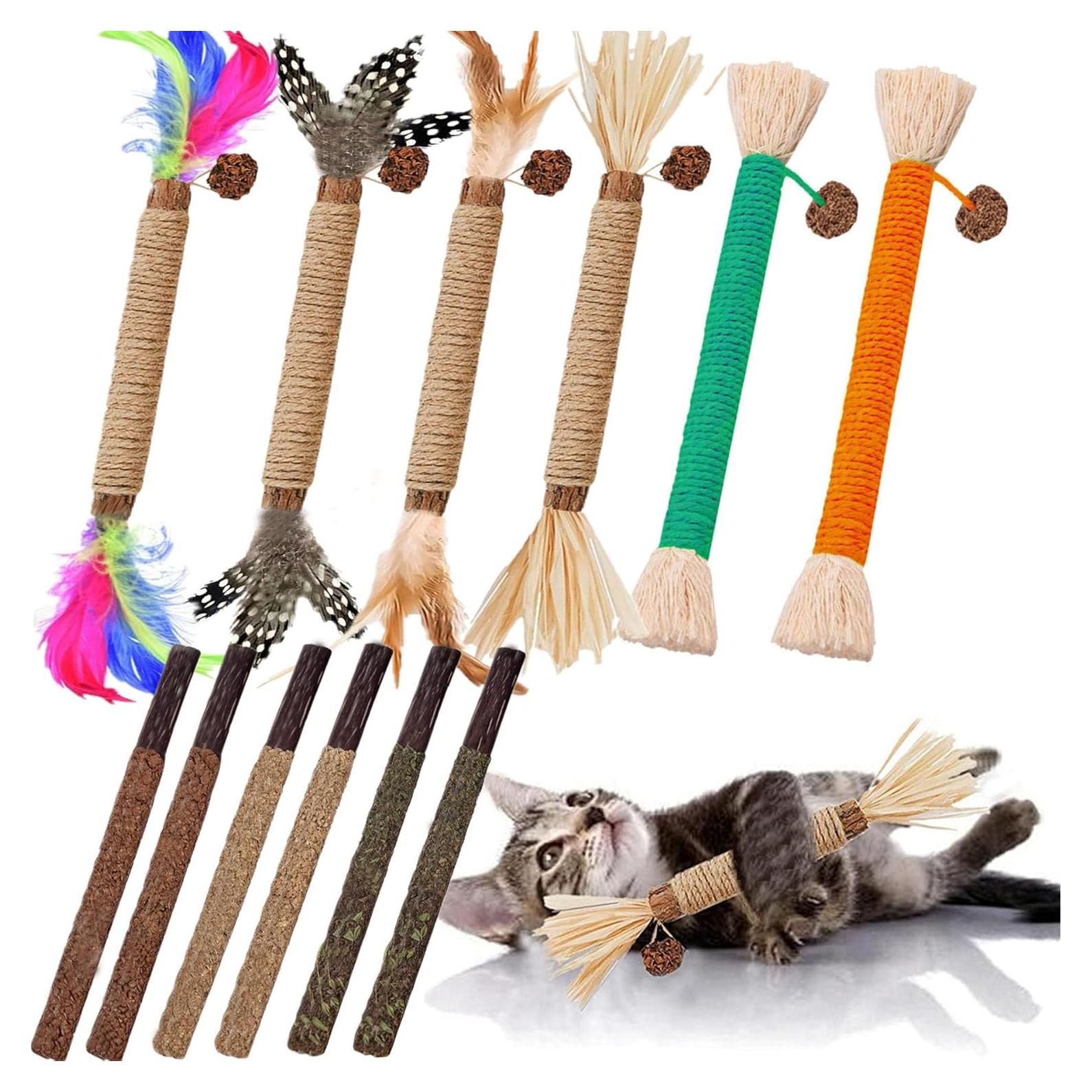 Juguetes para Gatos GREMBEB 12 Palos de Silvervine Natural