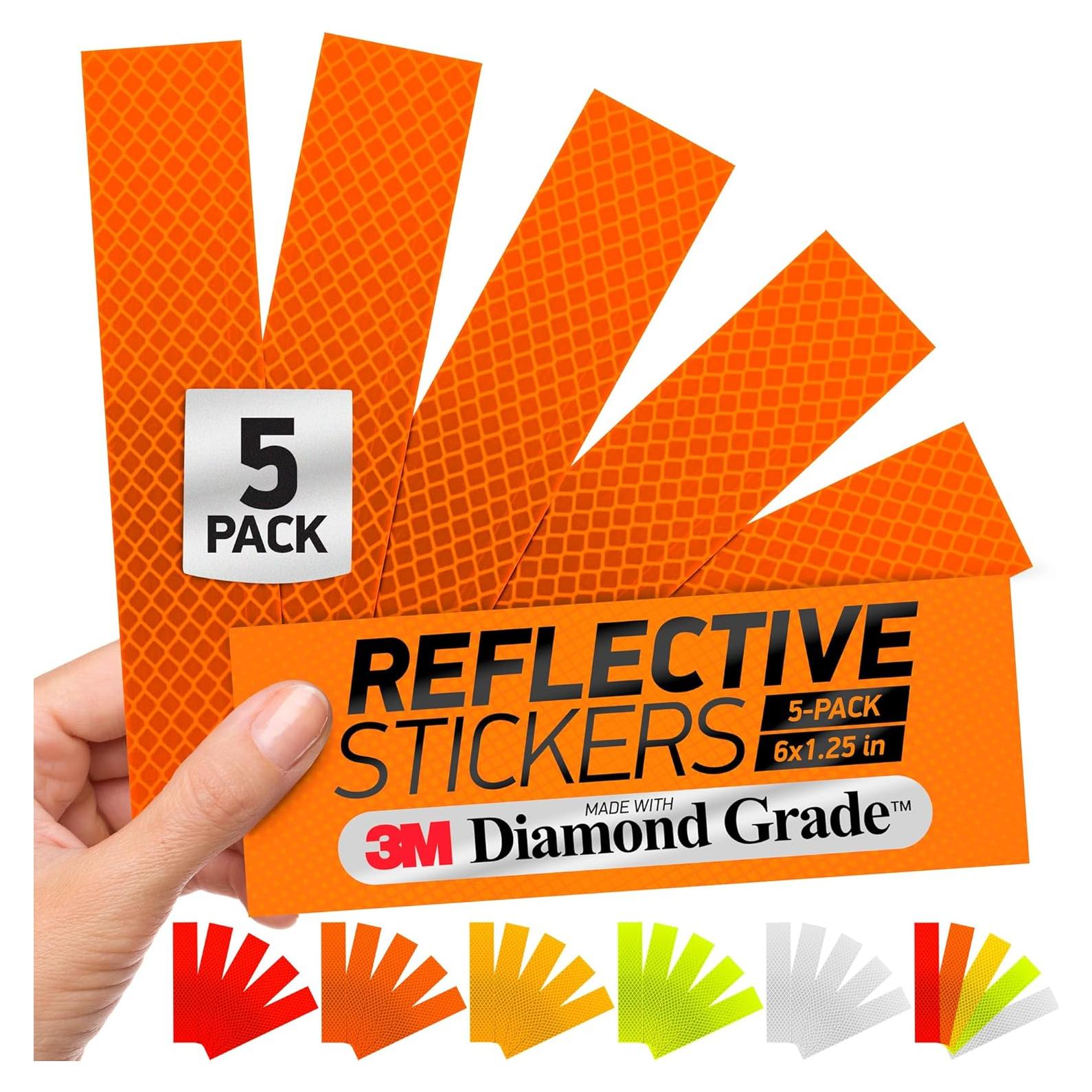 Calcomanías Reflectantes 3M Grado Diamante Naranja 5 Pzas