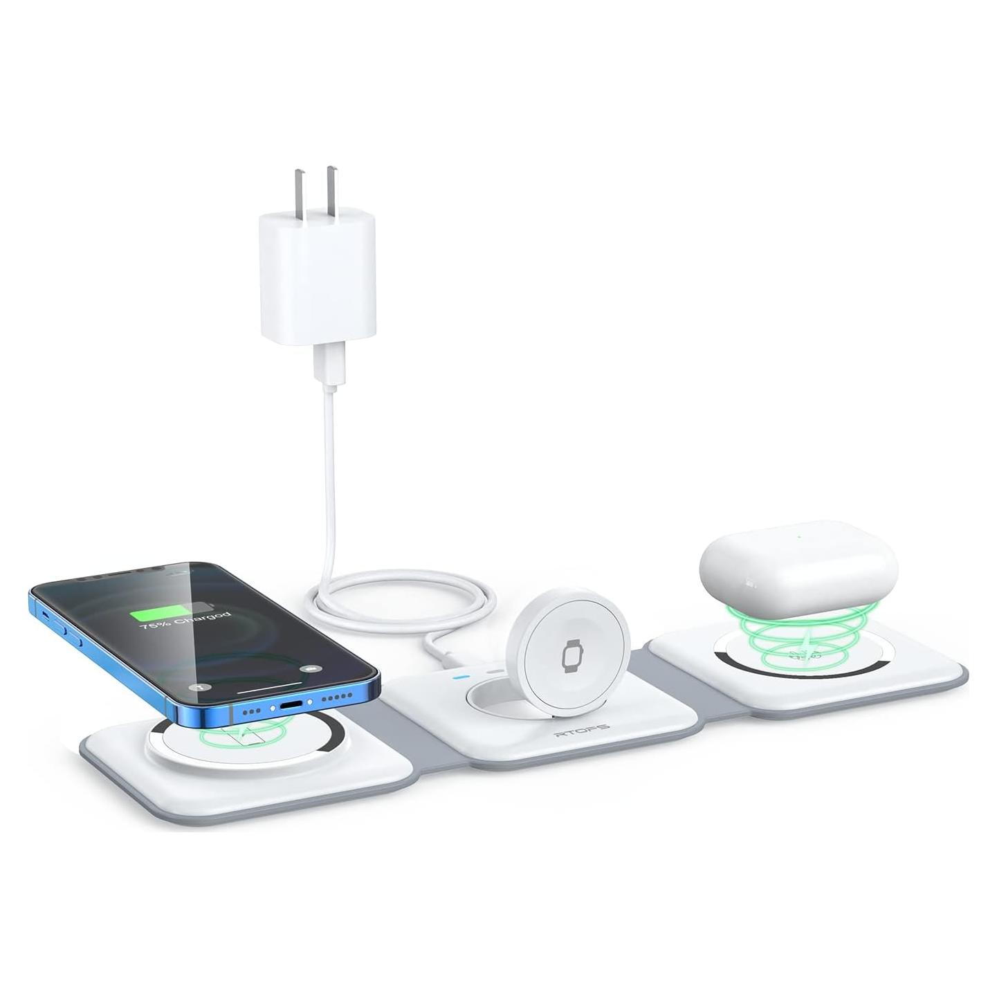 Cargador Inalámbrico 3 en 1 RTOPS para iPhone, iWatch, AirPods