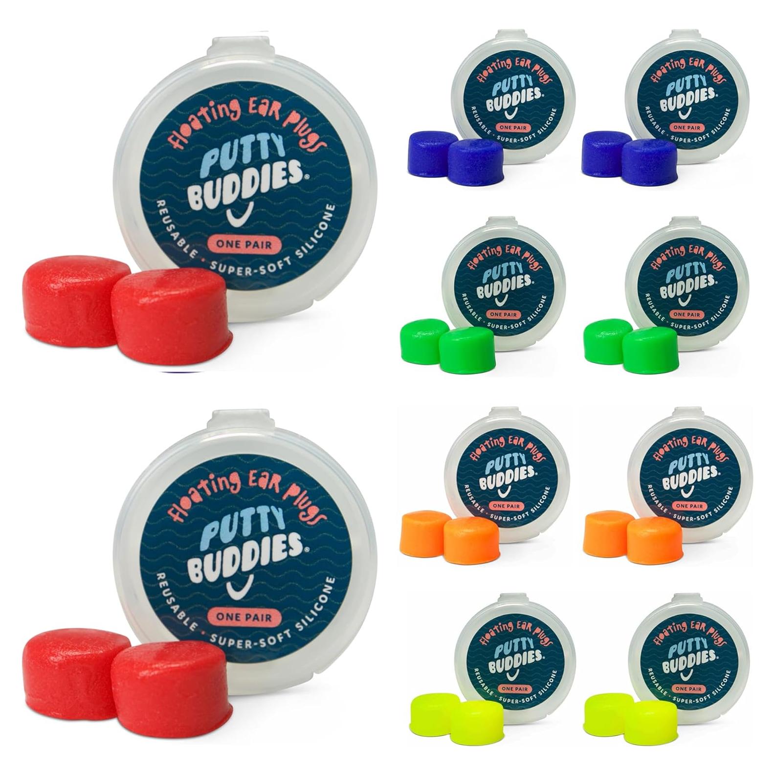 Tapones para oídos Putty Buddies flotantes - Silicona premium - 10 unidades