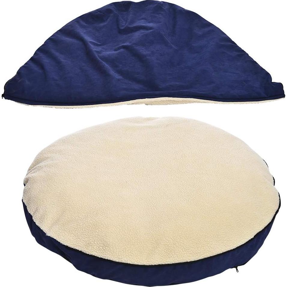 Cama Cueva para Mascotas Amazon Basics Grande Azul 88.9x88.9 cm