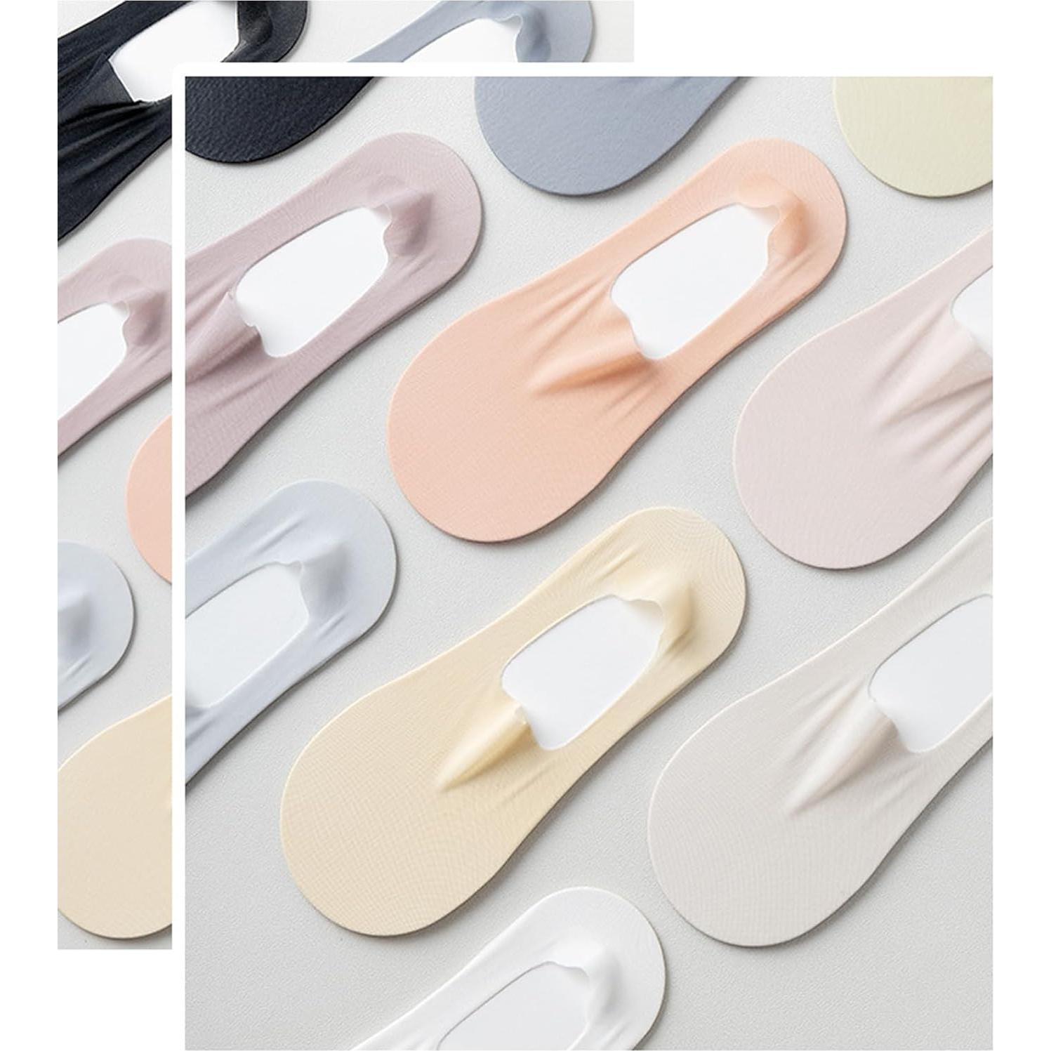 5 Pares Calcetines Invisibles Antideslizantes para Mujeres - Seda Fría