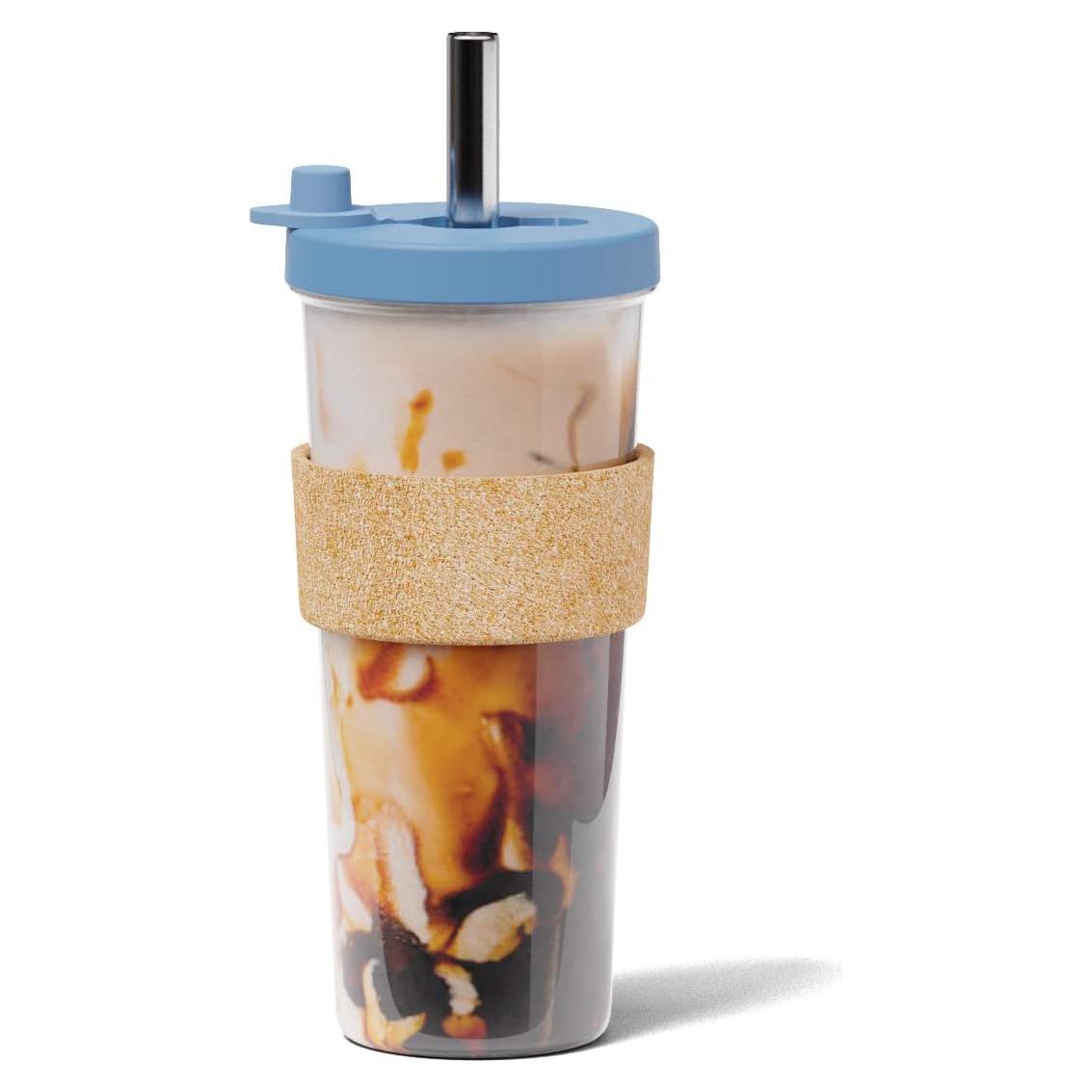 Taza de Té de Burbuja Reutilizable Dodoko 24 oz Azul Brisa